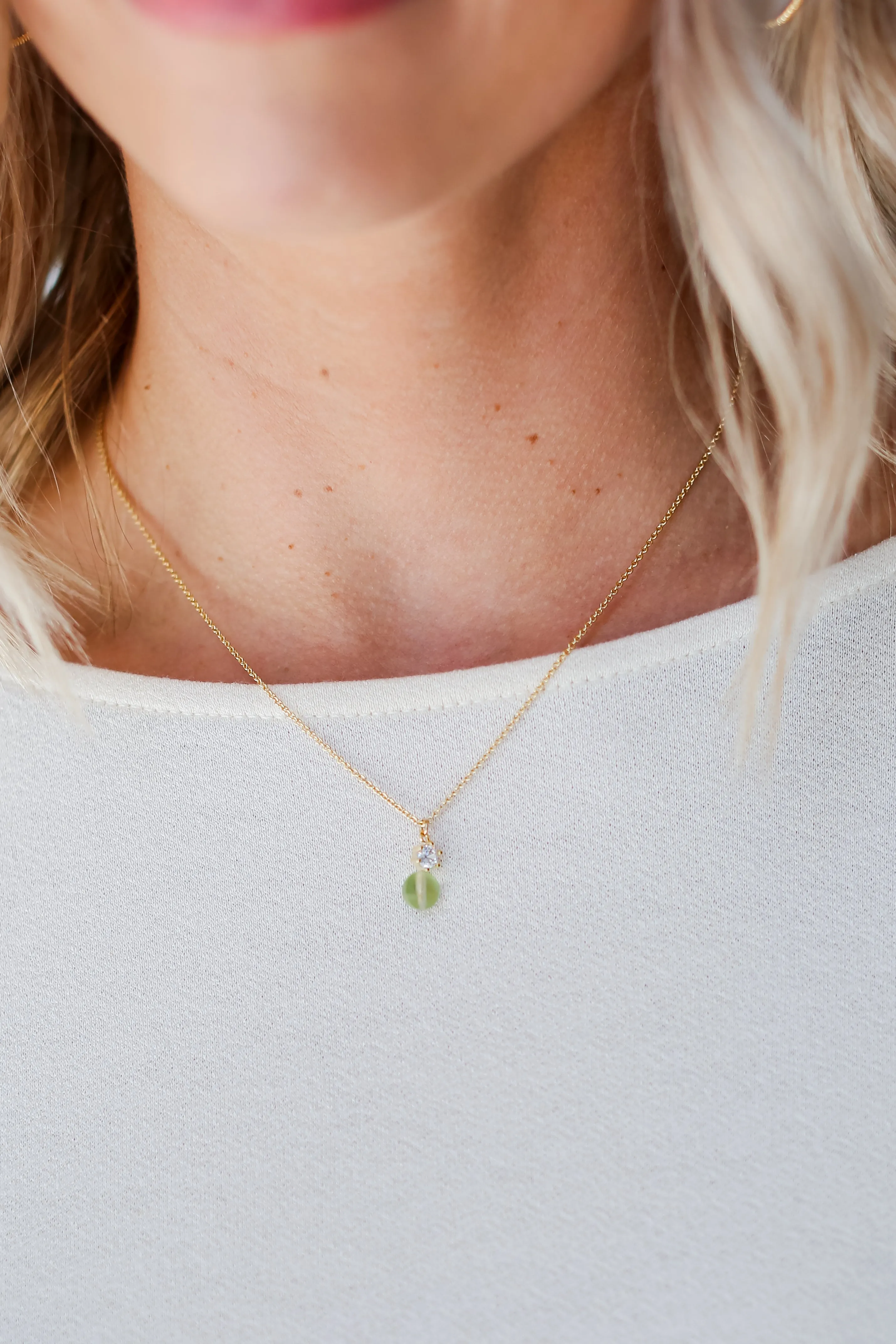 Ashley Gold Mini Stone Charm Necklace