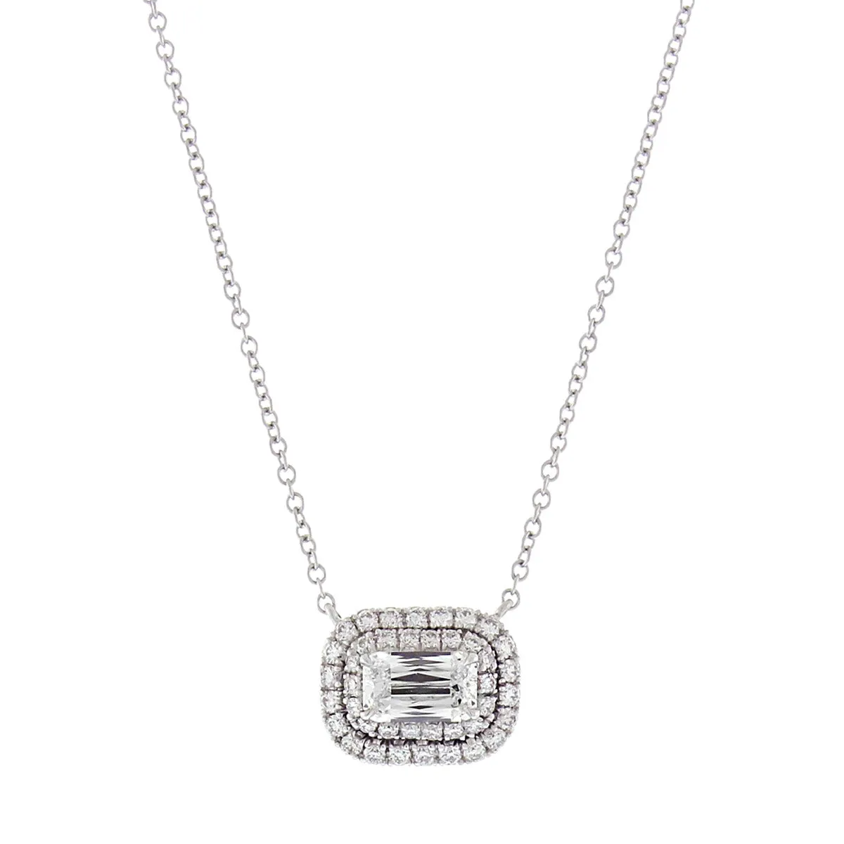 Ashoka Diamond Double Halo Pendant Necklace