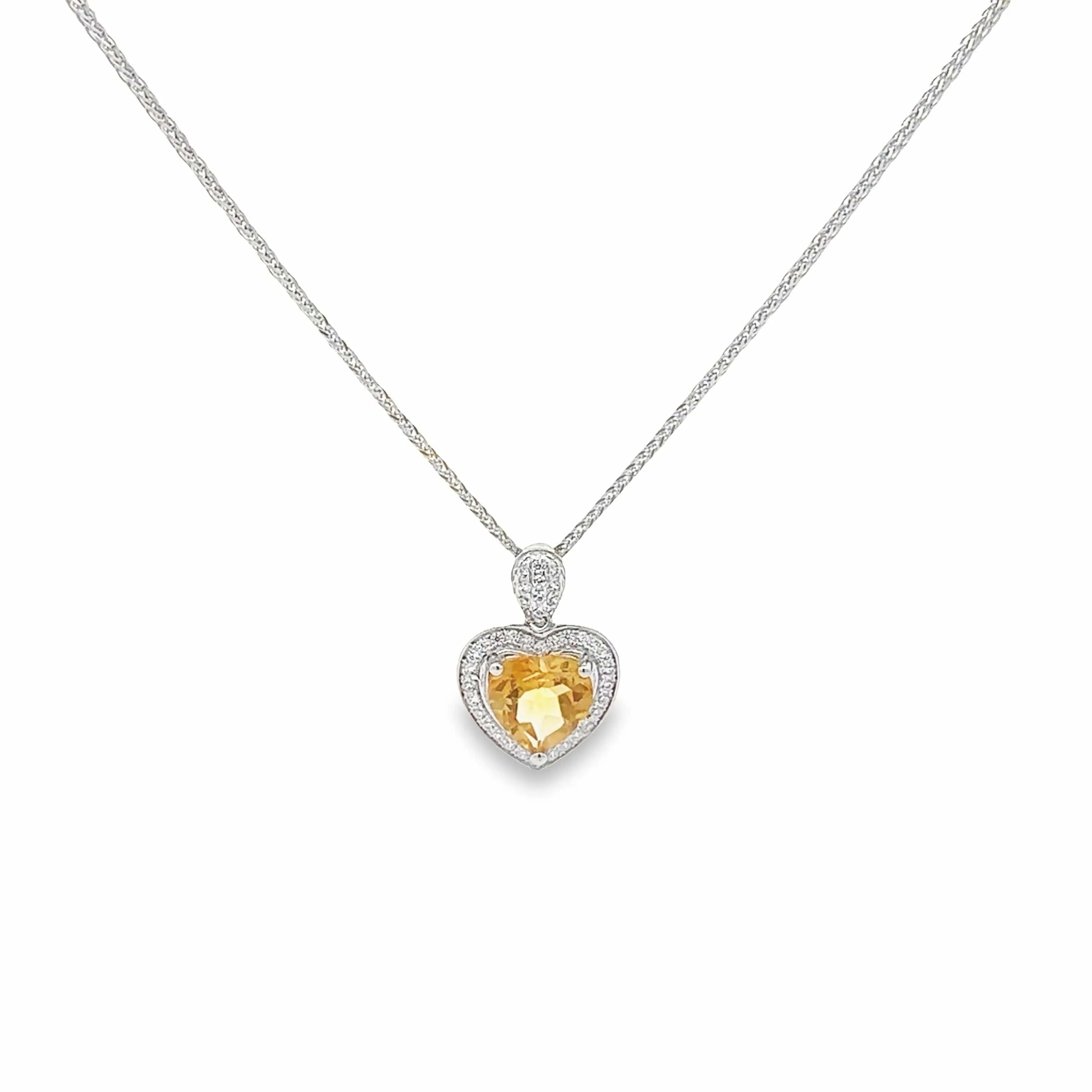 Baikalla™ Classic Heart Sterling Silver Natural Amethyst Citrine Garnet Necklace With CZ