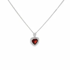 Baikalla™ Classic Heart Sterling Silver Natural Amethyst Citrine Garnet Necklace With CZ