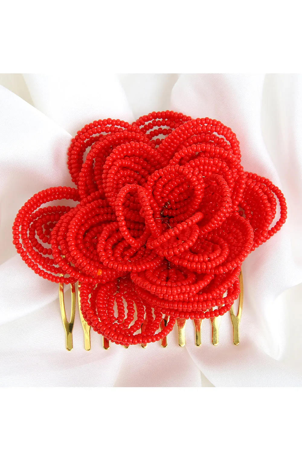 Beaded Flower Hair Comb