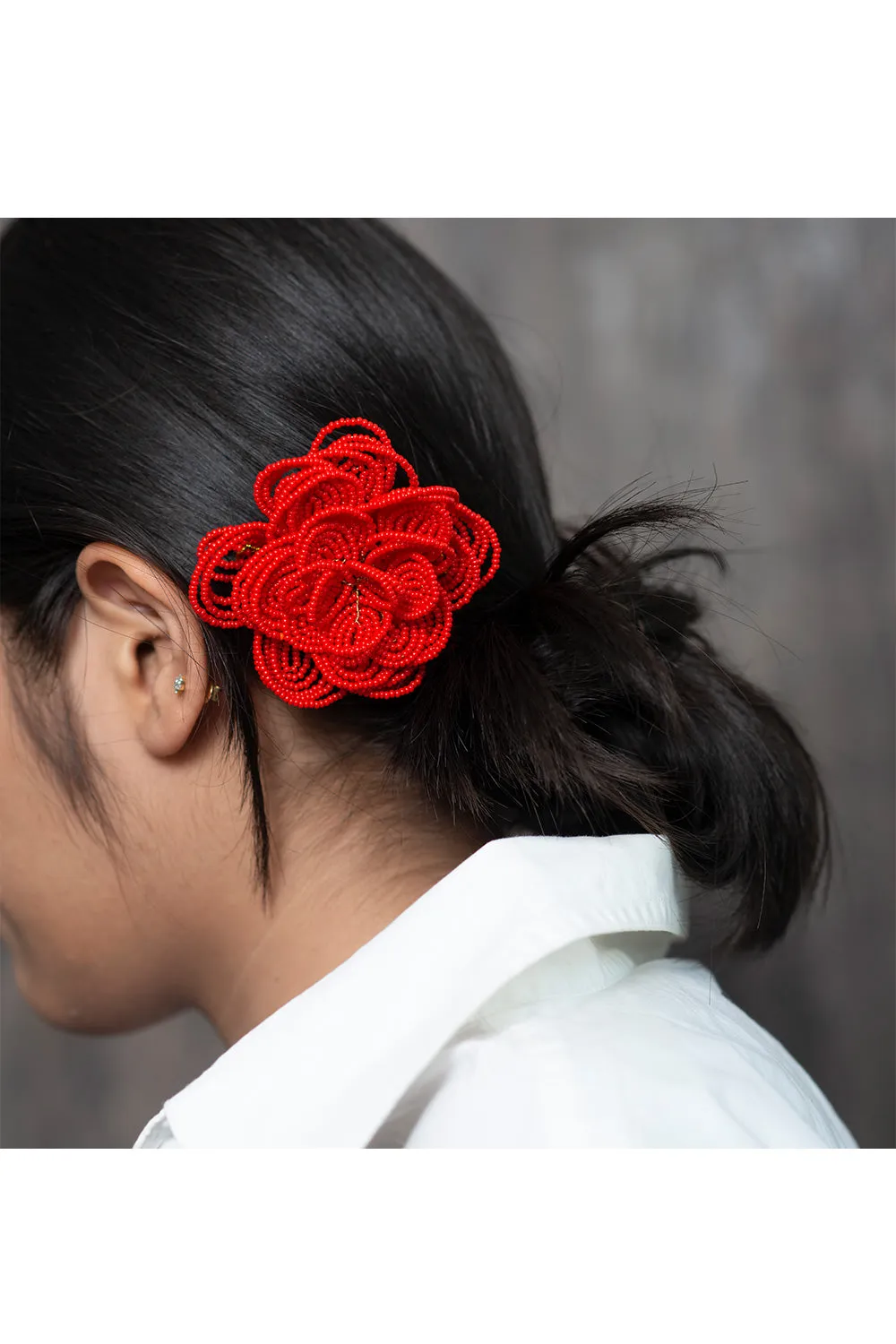 Beaded Flower Hair Comb