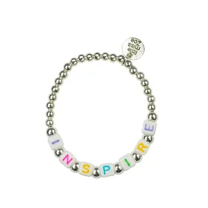 Beaded Word Bracelet, Silver - 6 Style Options