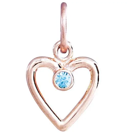 Birthstone Heart Charm With Blue Zircon