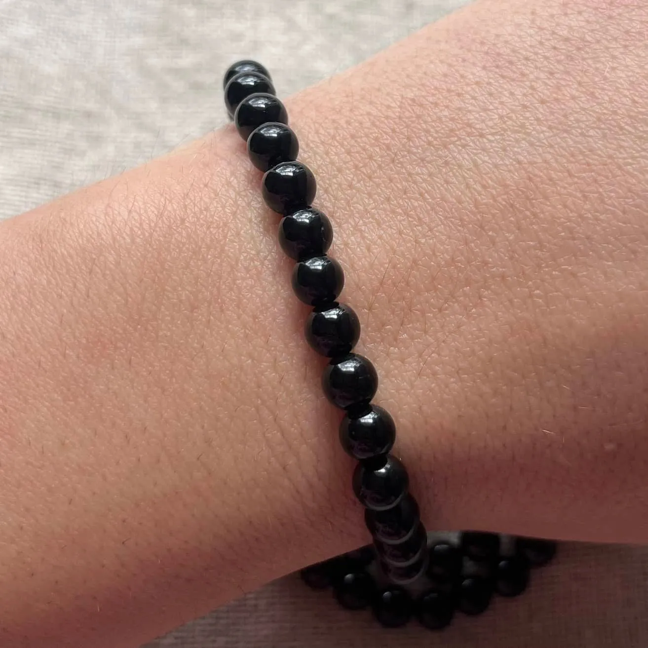 Black Tourmaline 6mm Beaded Bracelet - Purification