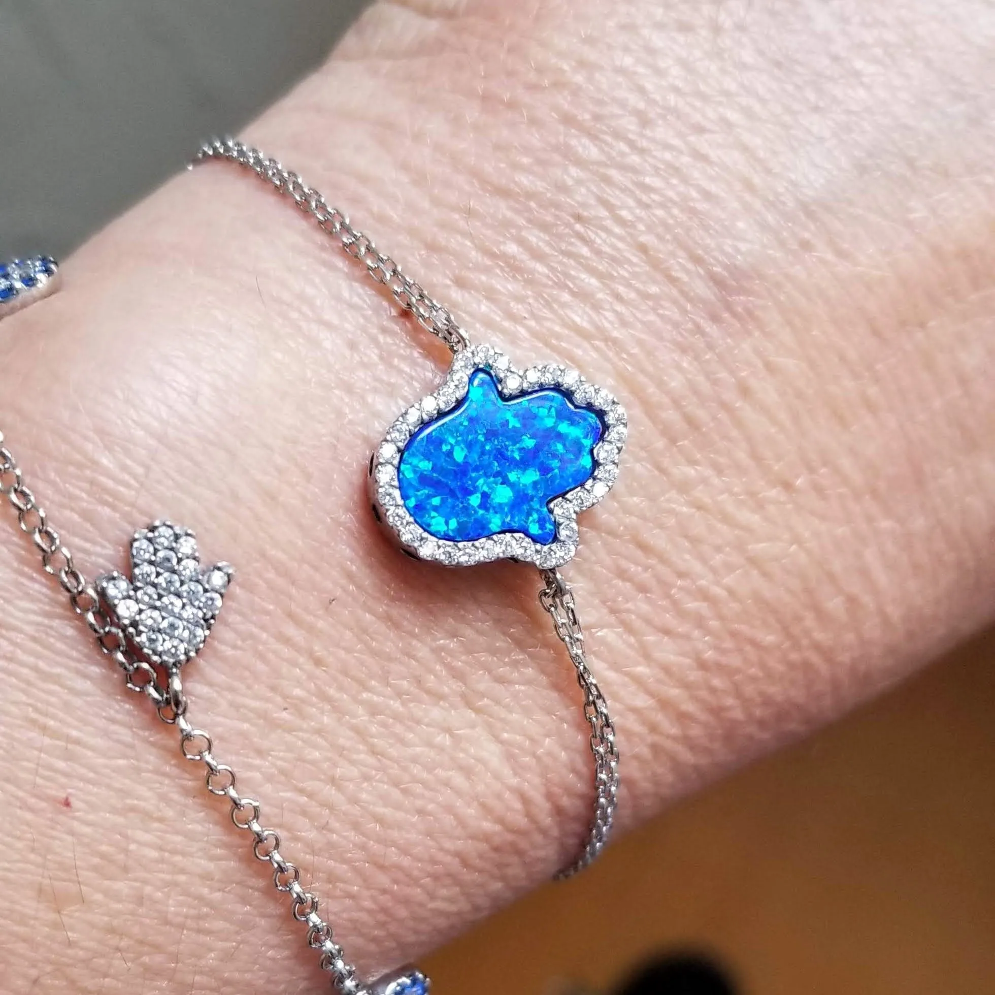 Blue Hamsa Opal Bracelet for Women