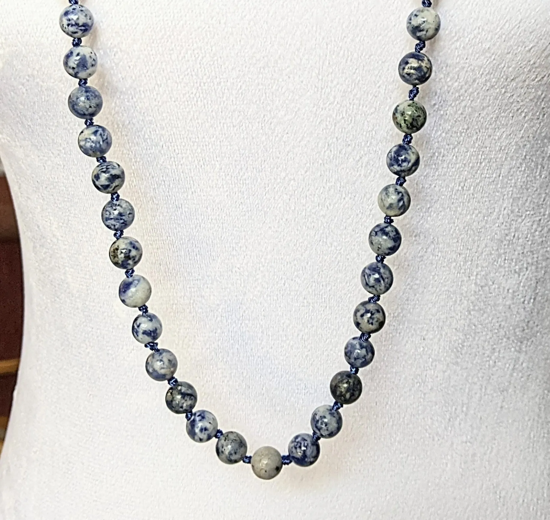 Blue Sodalite Semi-Precious Gemstone Necklace- 36 inch