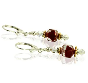 Breathtaking Ruby Red Gold Cathedral Earrings