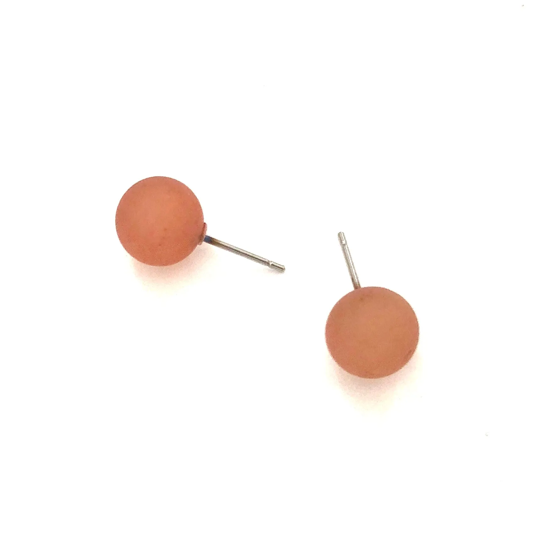 Burnt Coral Petite Frosted Lucite Ball Stud Earrings