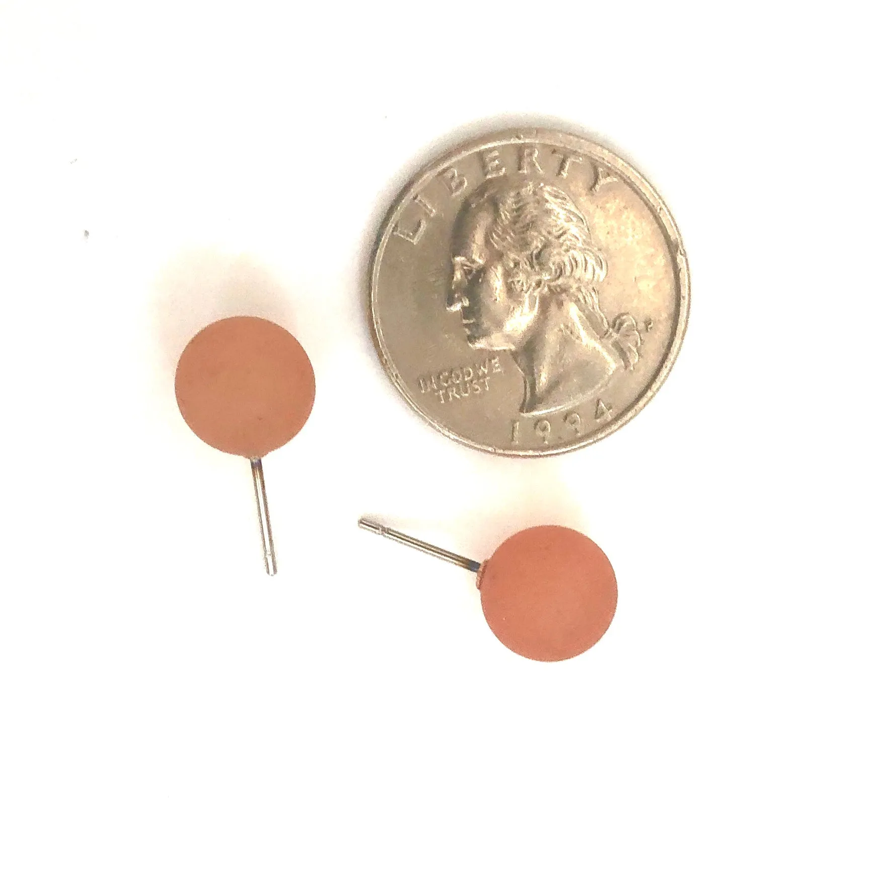 Burnt Coral Petite Frosted Lucite Ball Stud Earrings