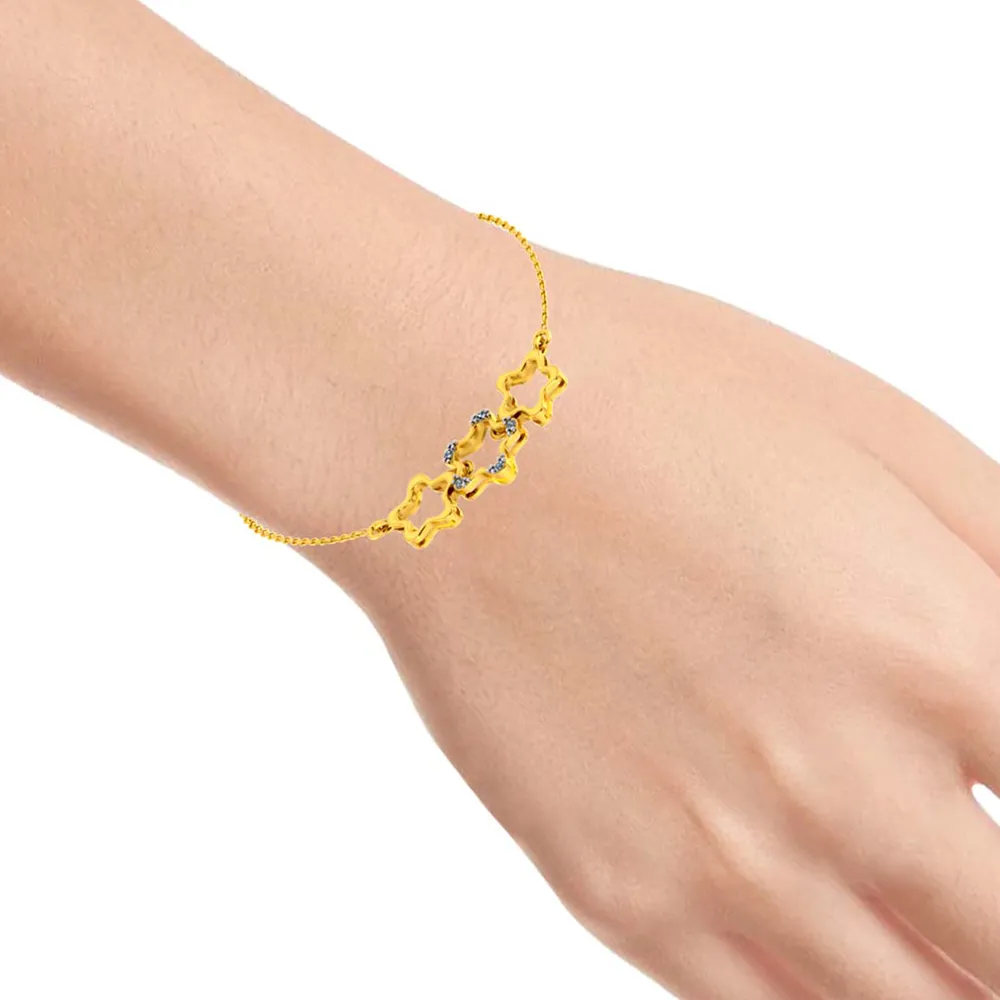 Charming 14k Gold And Diamond Star Design Bracelet For Women From Pc Chandra Jewellers