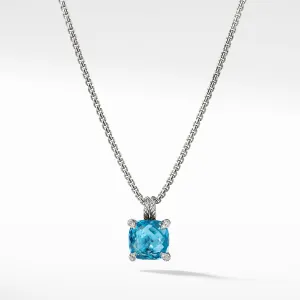 Chatelaine Pendant Necklace with Blue Topaz and Diamonds