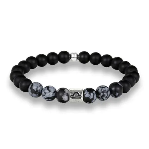 Classy Men Black Beaded Zodiac Bracelet