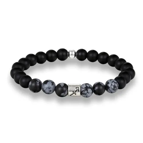 Classy Men Black Beaded Zodiac Bracelet