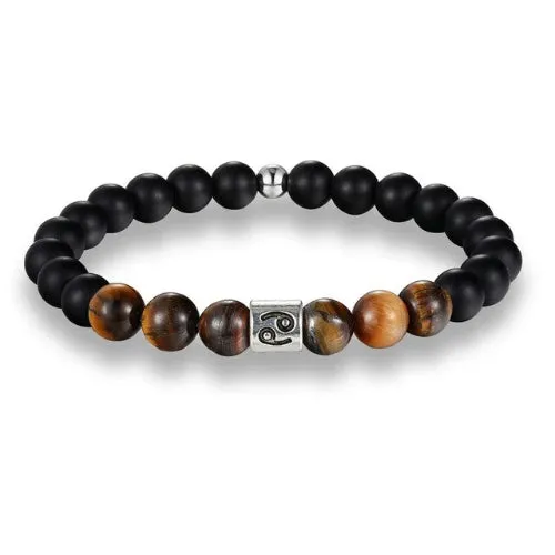 Classy Men Cancer Brown Beaded Zodiac Bracelet