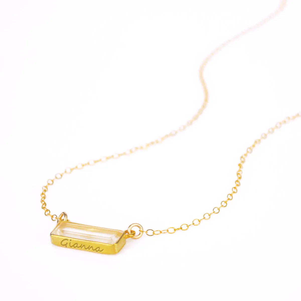 Clear Quartz Bar Necklace : April Birthstone : Adira Series