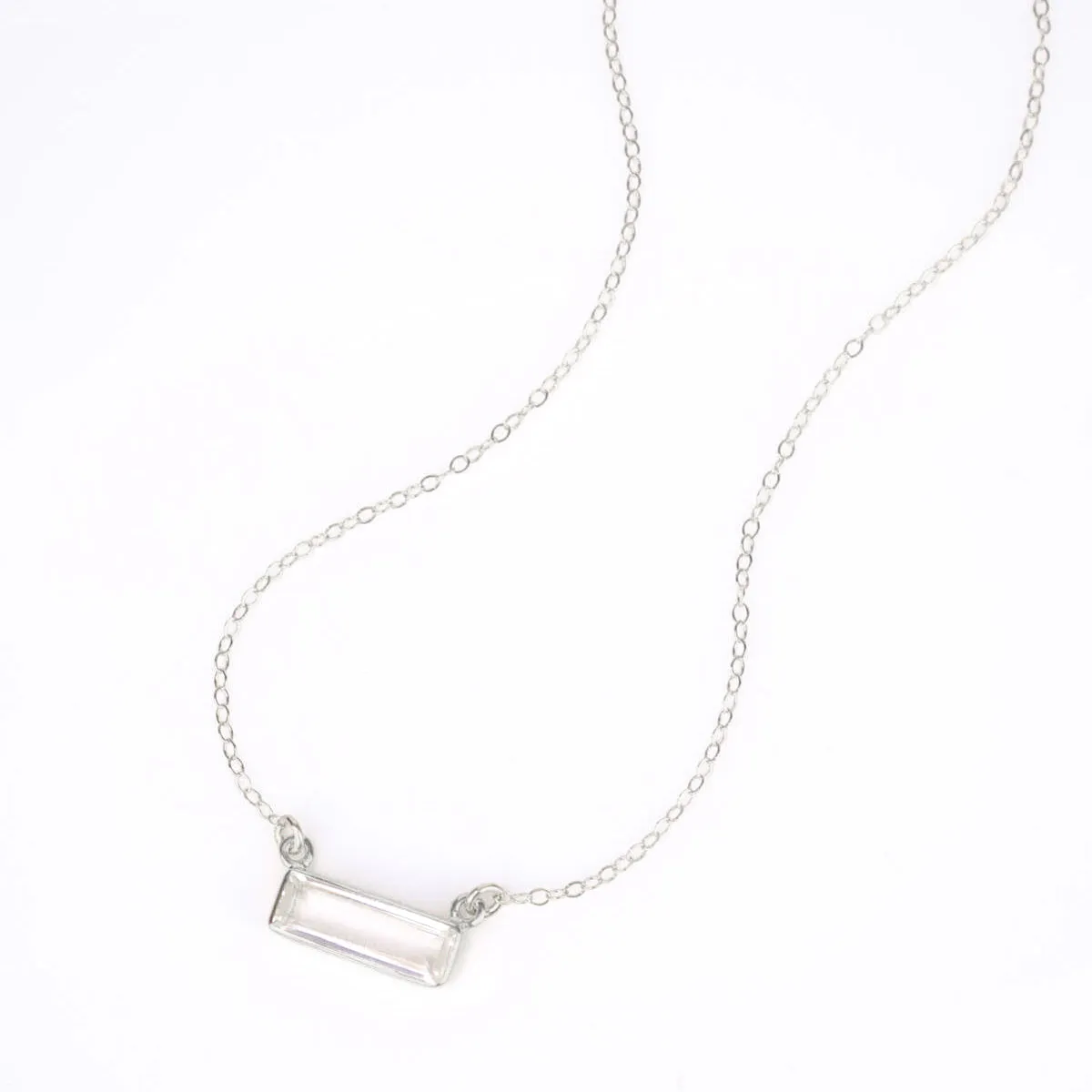 Clear Quartz Bar Necklace : April Birthstone : Adira Series