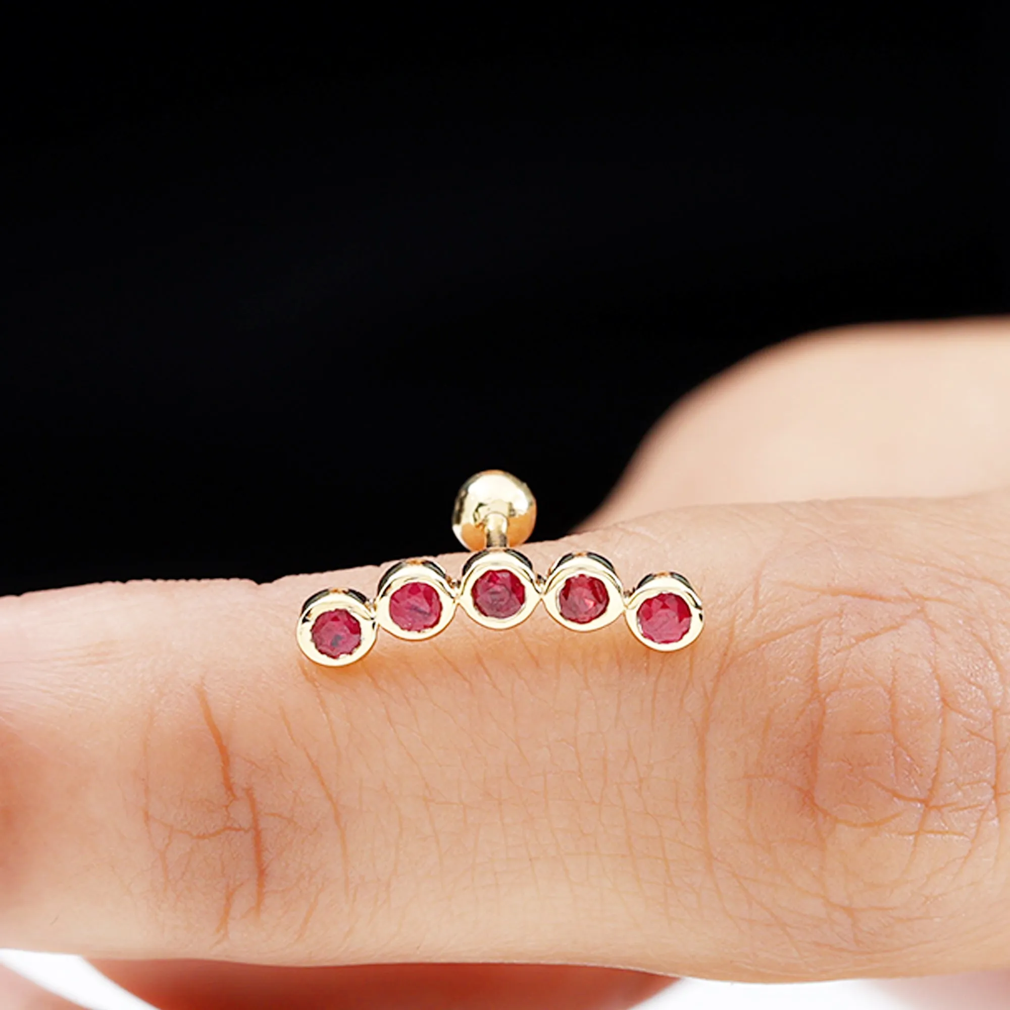 Climber Earrings with Bezel Set Ruby