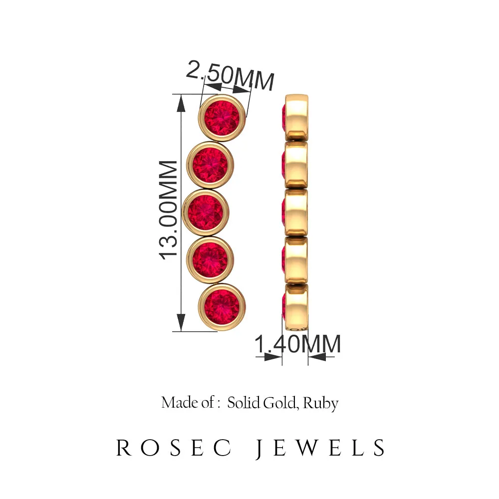 Climber Earrings with Bezel Set Ruby