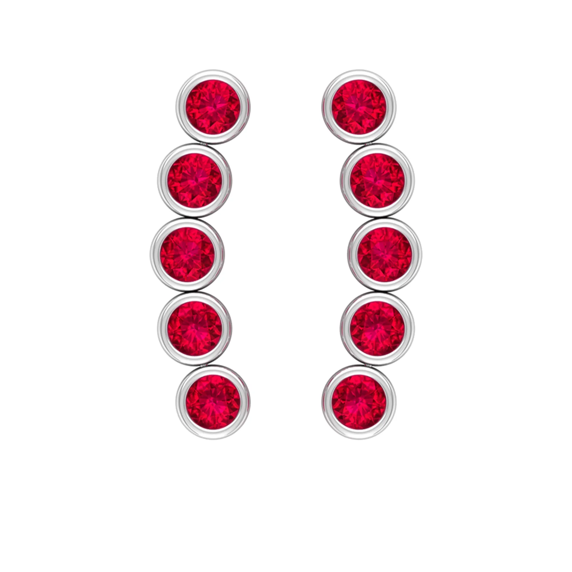 Climber Earrings with Bezel Set Ruby