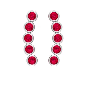 Climber Earrings with Bezel Set Ruby