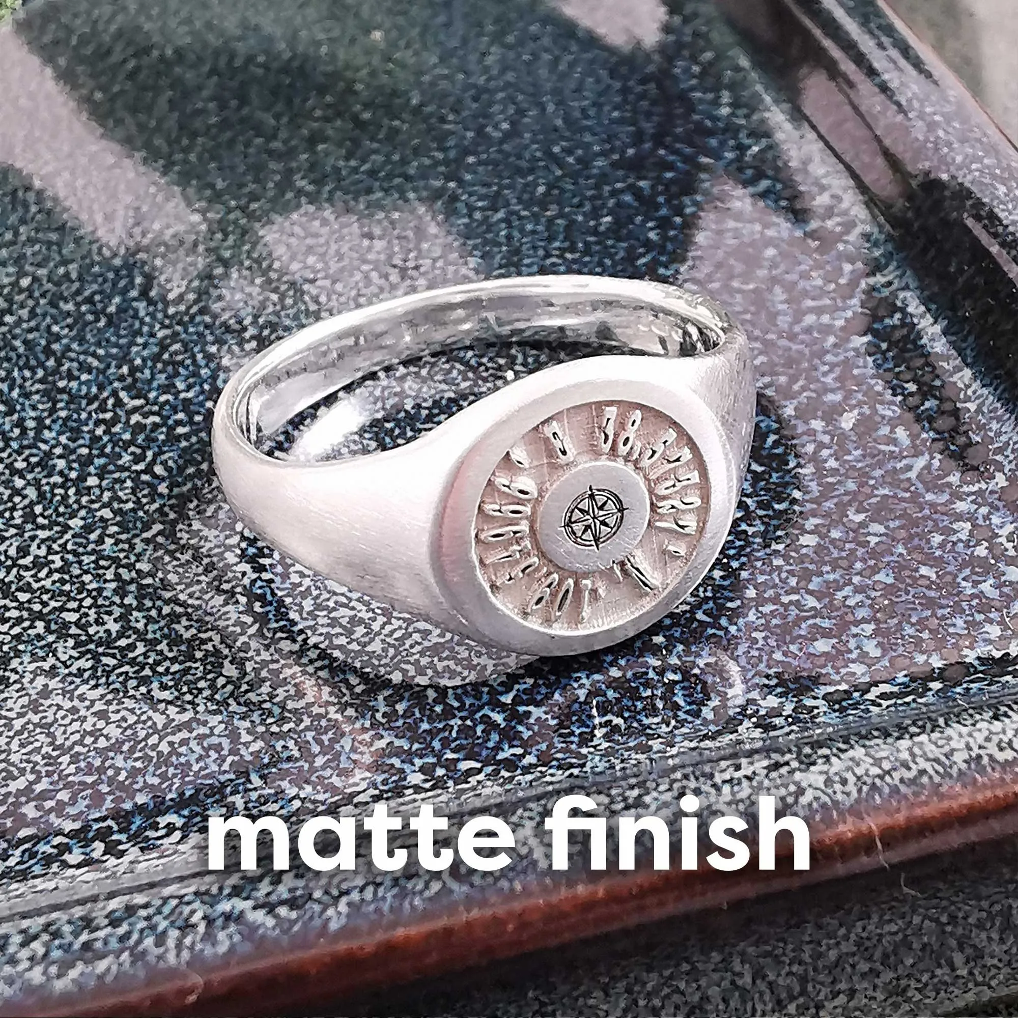 Coordinates Latitude Longitude Silver Signet Ring