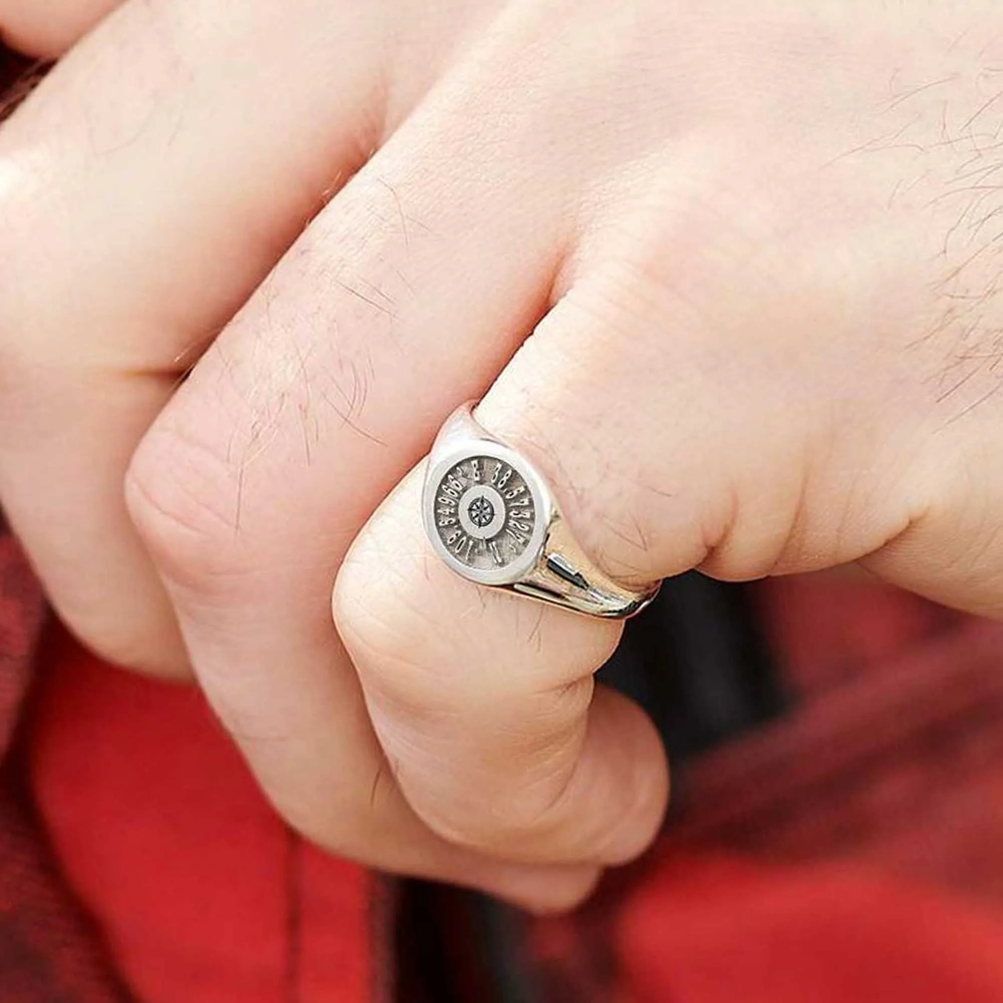 Coordinates Latitude Longitude Silver Signet Ring