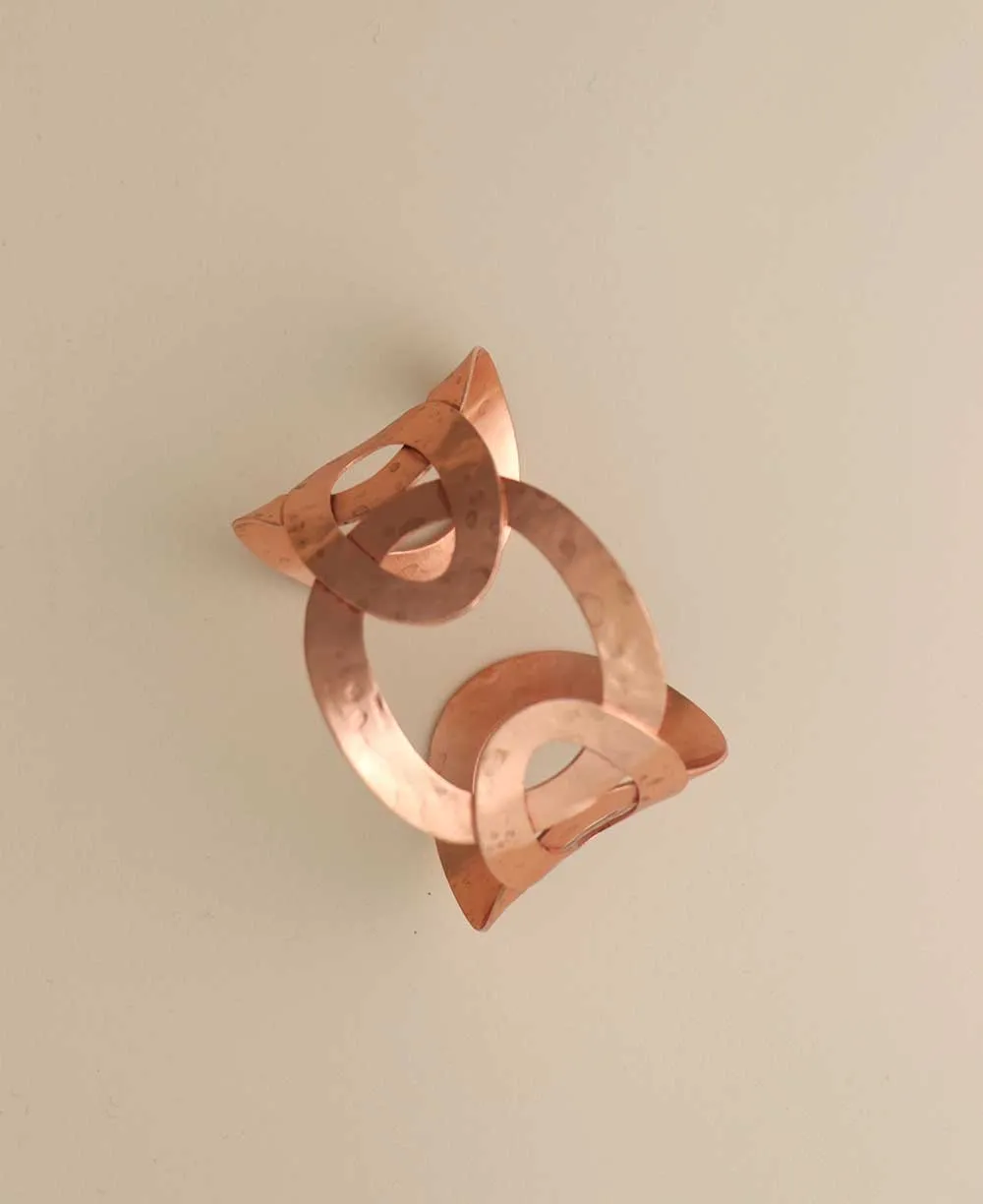 Copper Hammered Interlocking Cuff Bracelet