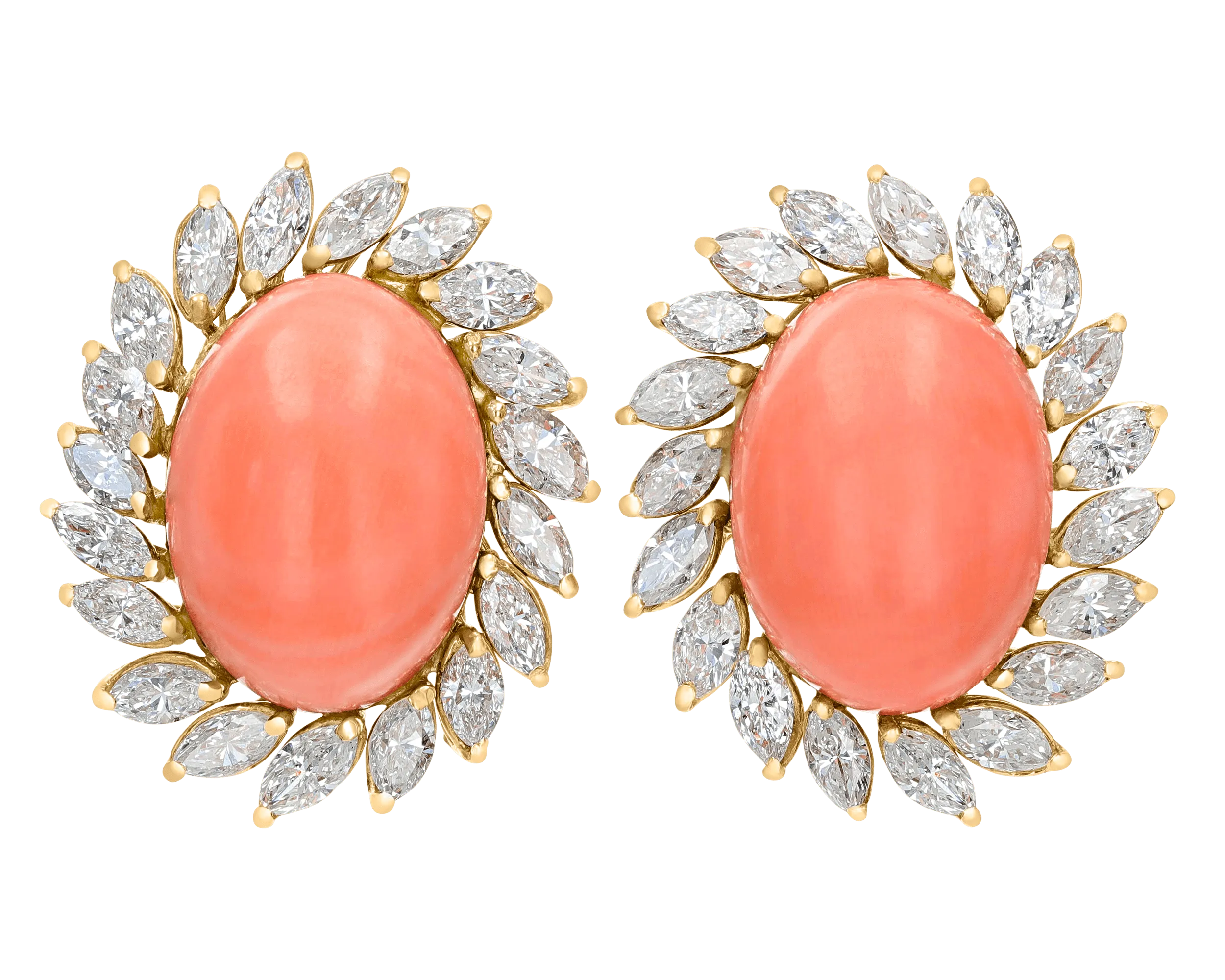 Coral and Diamond Earrings