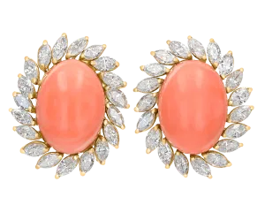 Coral and Diamond Earrings