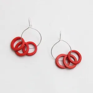 Coral Circle Dangle Earrings