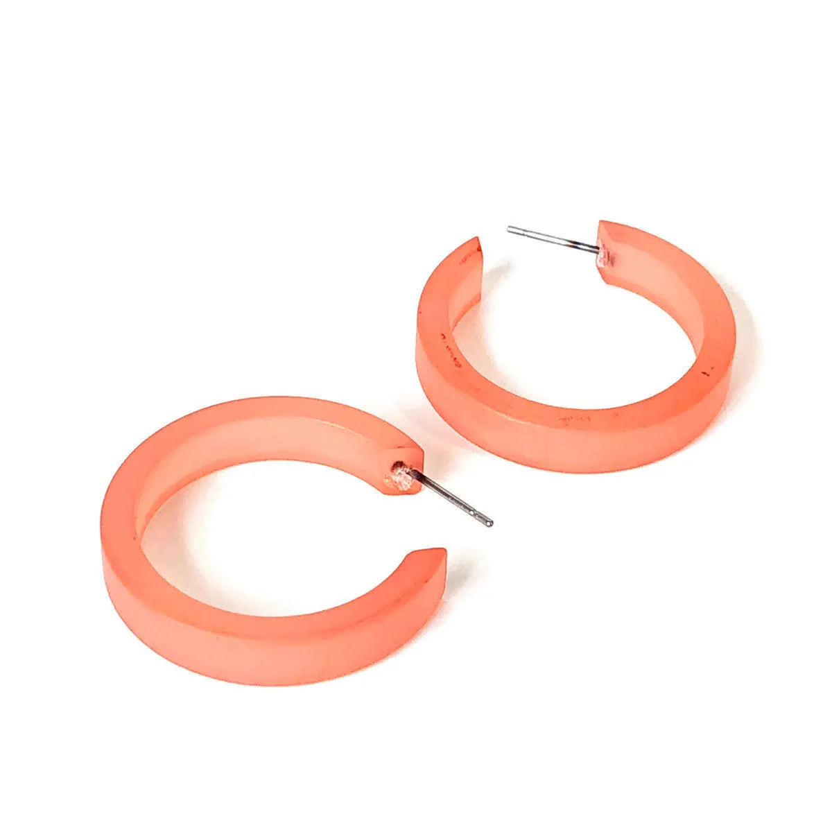 Coral Frosted Small Classic Hoop Earrings