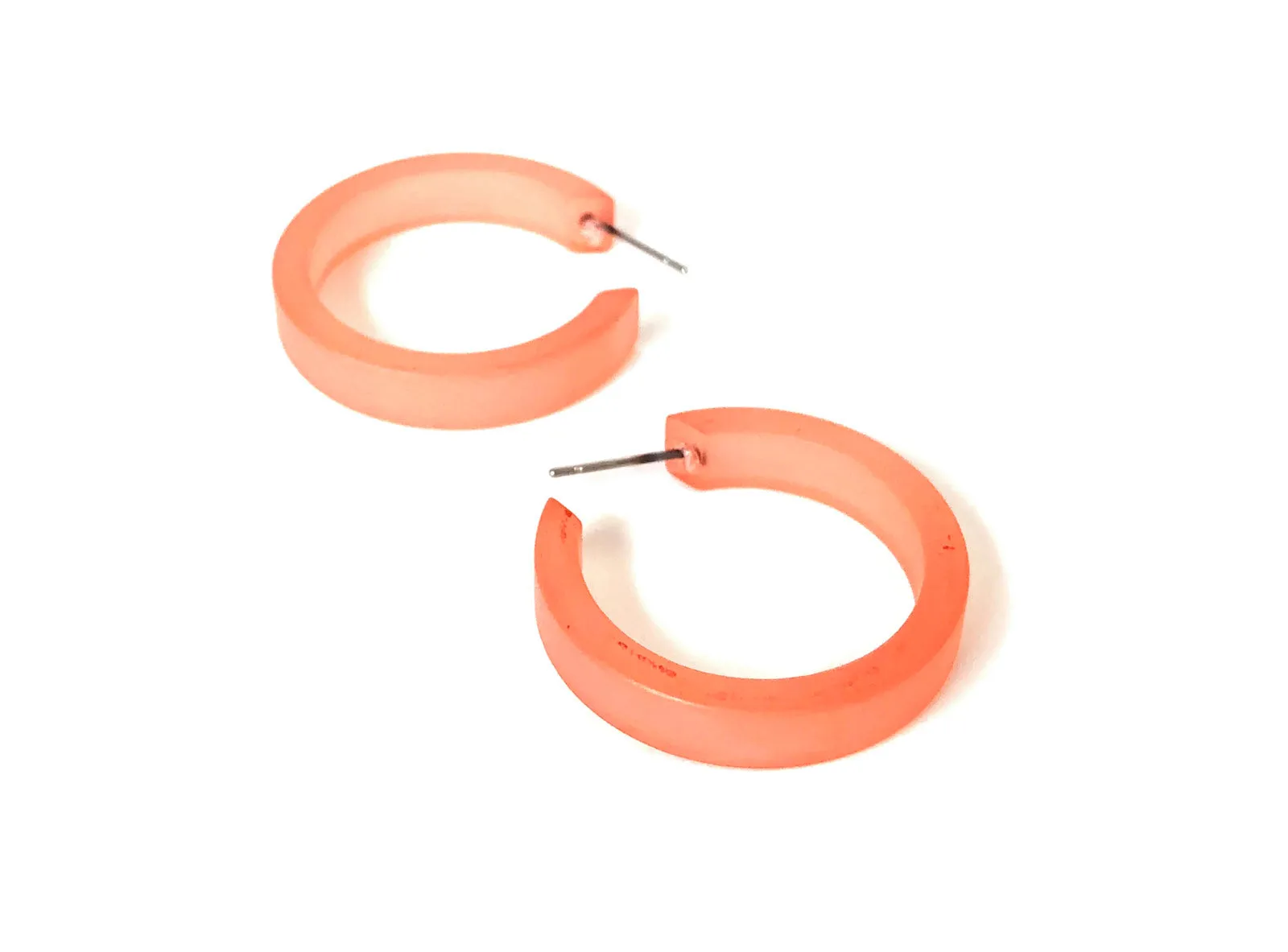 Coral Frosted Small Classic Hoop Earrings