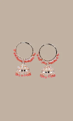 Coral Hoop Jumki Earrings