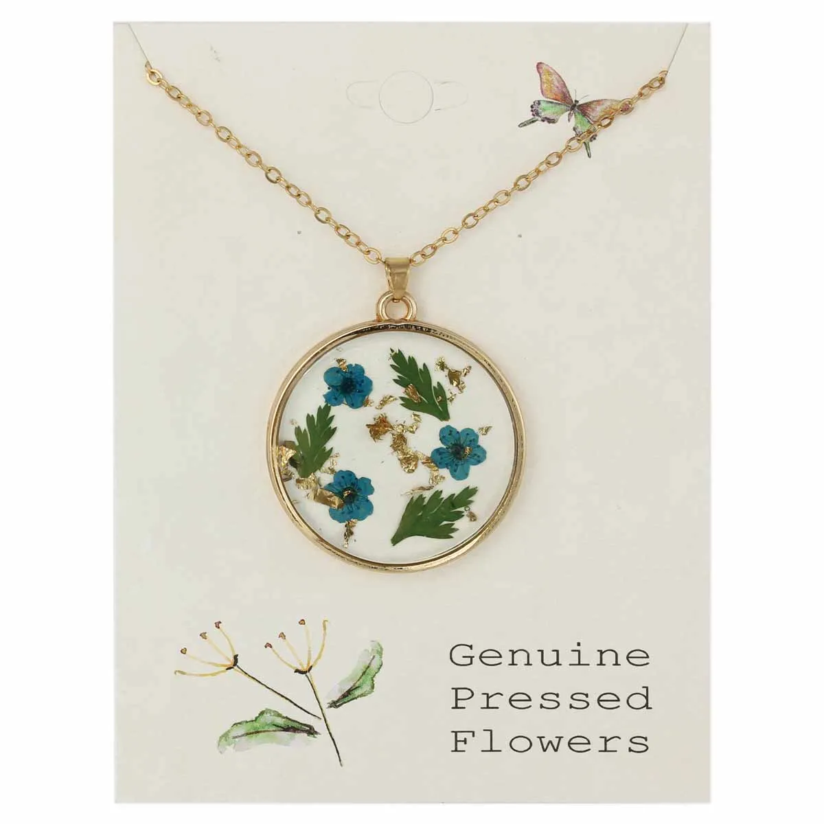 Cottage Floral Turquoise Dried Flower Necklace