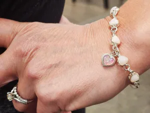 Cremation Bracelet Sterling Wrapped Pink Opal