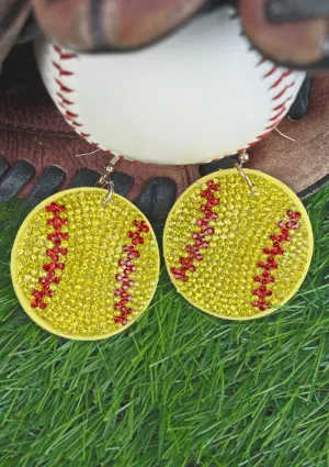 Crystal Softball Earrings