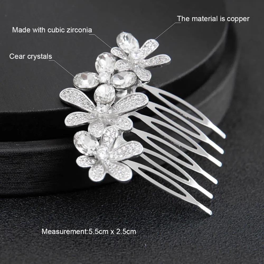 Crystals Cubic Zircon Bridal Wedding Hair Comb  Hair Accessories  TFC289