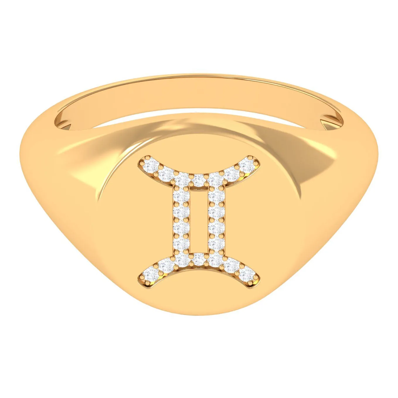 Cubic Zirconia Gemini Zodiac Signet Ring