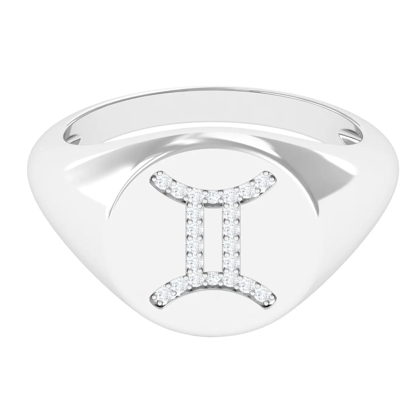 Cubic Zirconia Gemini Zodiac Signet Ring