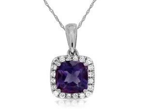 Cushion Cut Amethyst & Diamond Necklace