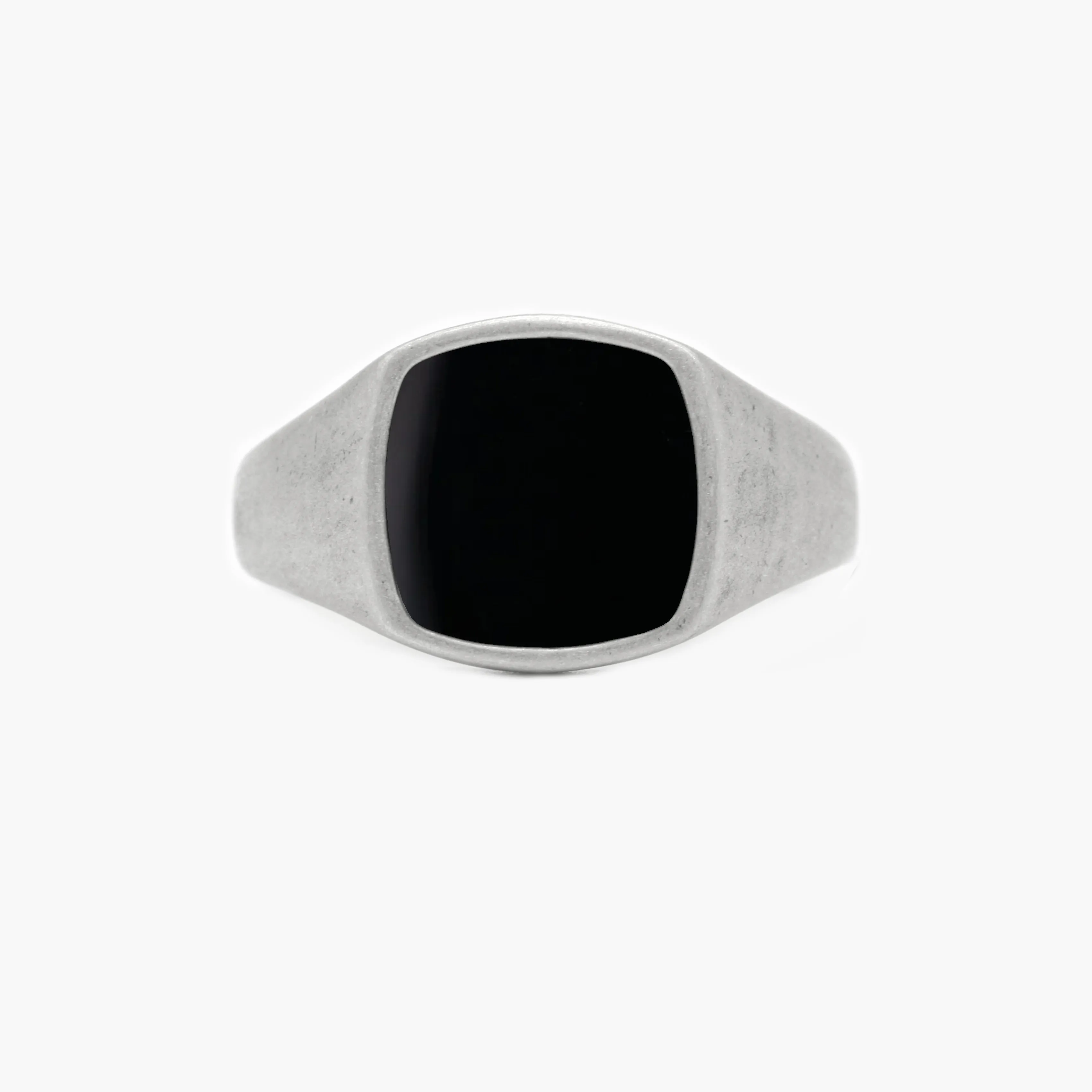 Cushion Signet Ring With Matte Onyx Stone