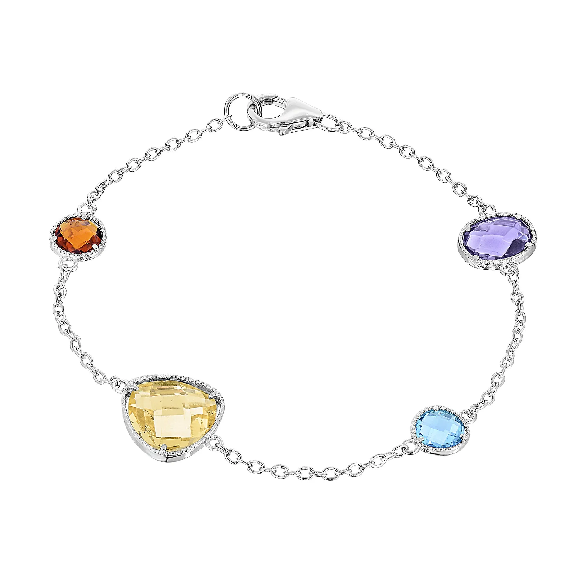 CZ Multi Color Stone Bracelet in Sterling Silver