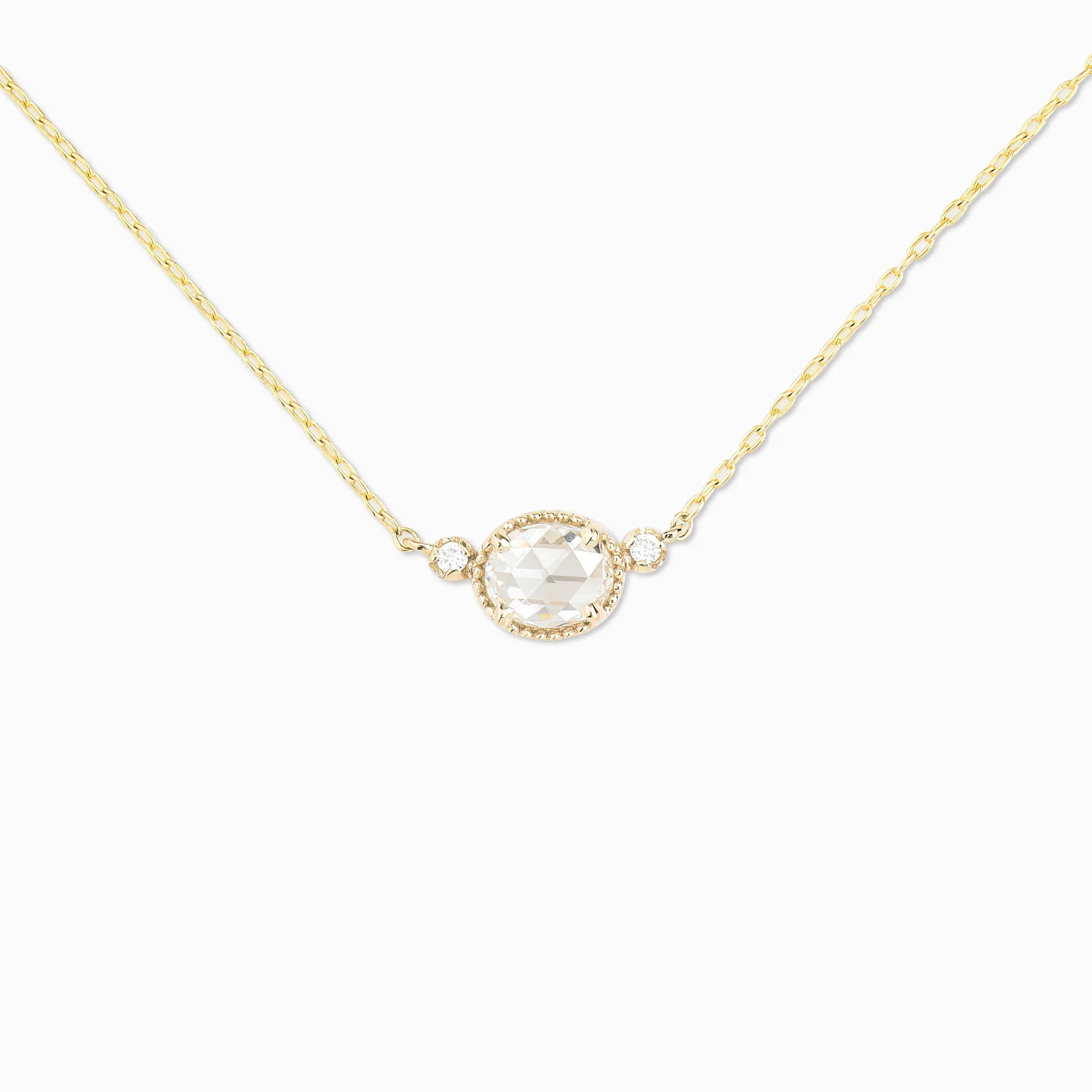 Dahlia Three Stone 0.44ct Rose Cut Diamond Necklace