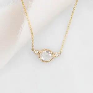 Dahlia Three Stone 0.44ct Rose Cut Diamond Necklace