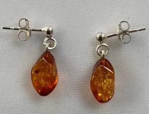 Dainty Amber Drop Earrings