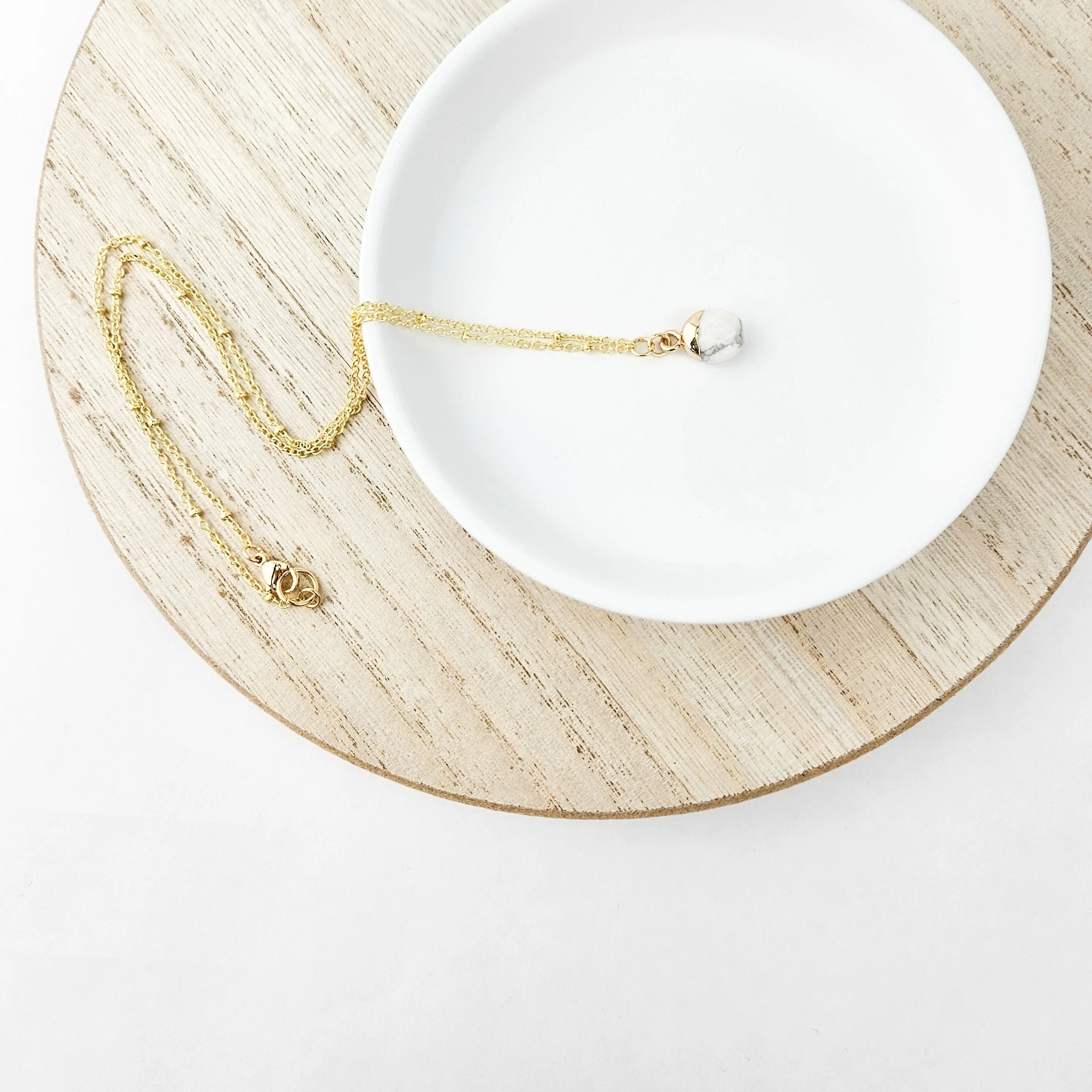 Dainty Howlite Gemstone Necklace