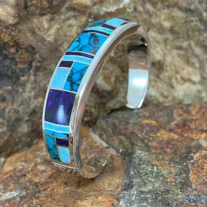 David Rosales Shalako  Inlaid Sterling Silver Bracelet