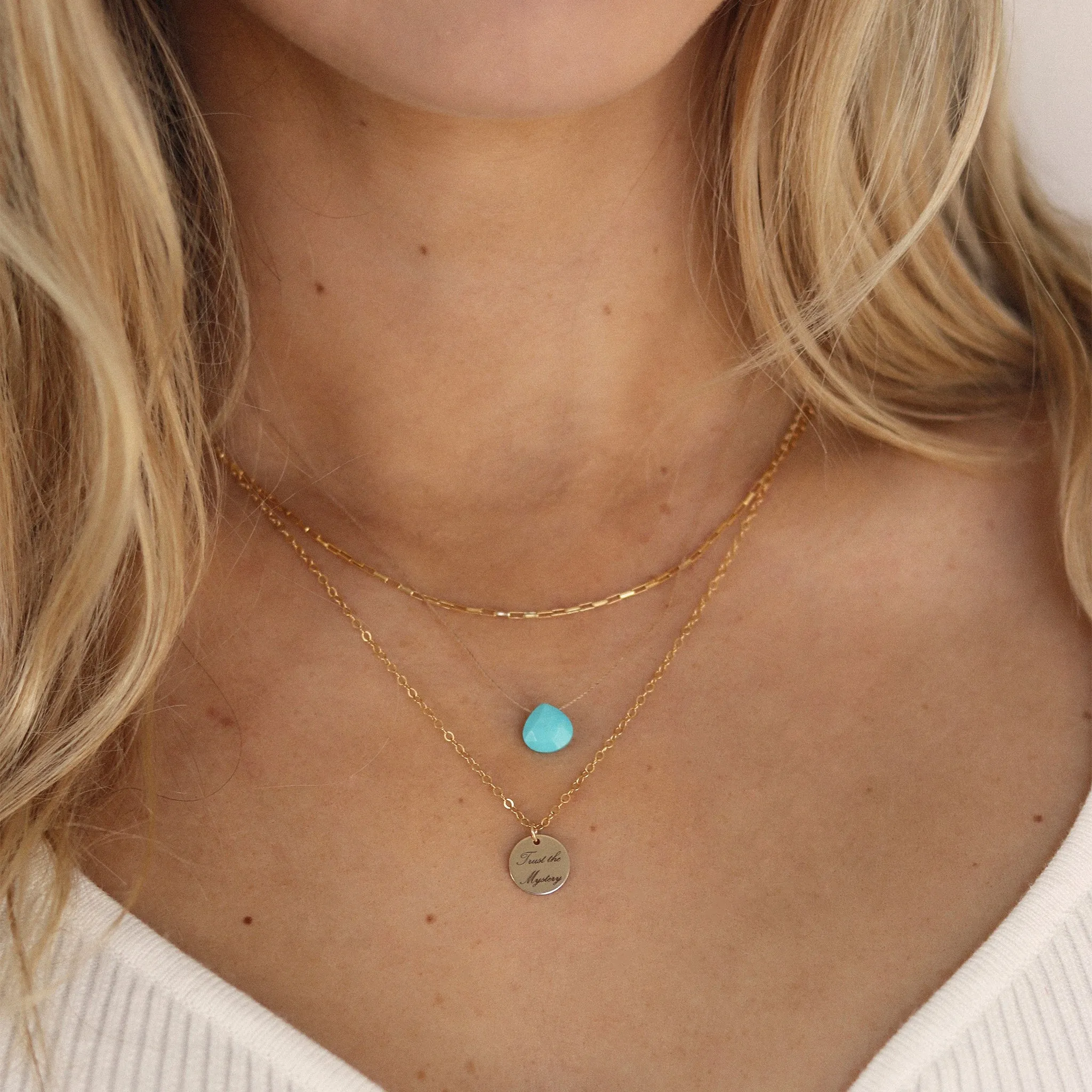 December Turquoise Fine Cord Birthstone Necklace