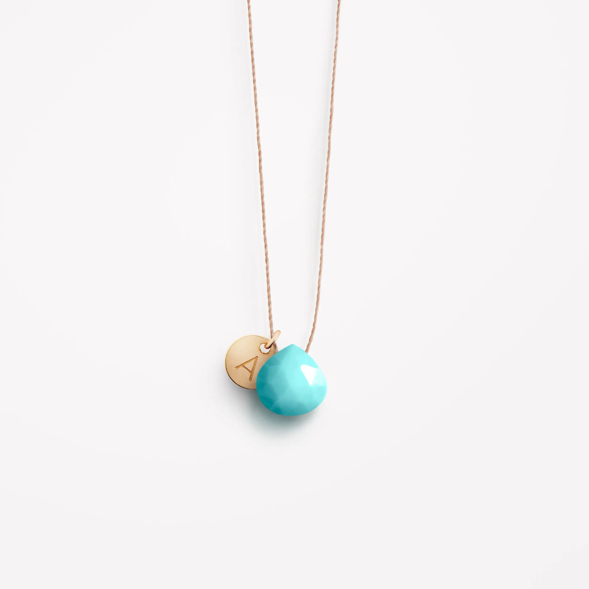 December Turquoise Fine Cord Birthstone Necklace